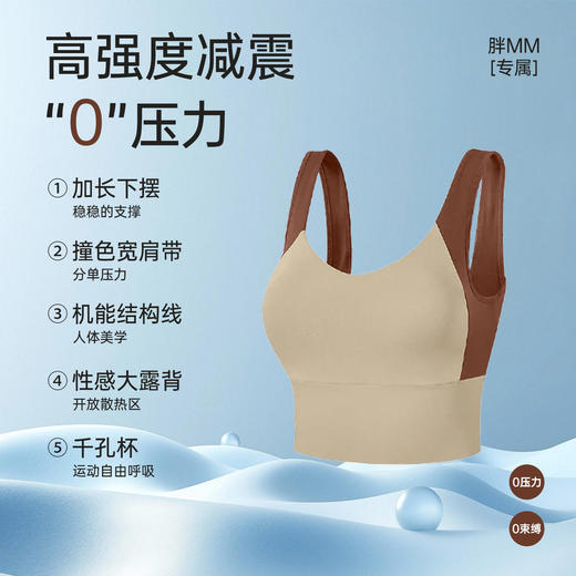 【限时秒】YOGACODE【火树银花系列】大码运动内衣女超大水滴固定杯宽肩带运动背心DWC225610 商品图3