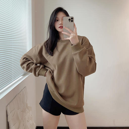 56%棉 马卡龙加绒圆领男女卫衣   A-5556 商品图4