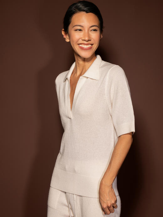 Puree｜#1975 Cashmere summer polo 羊绒polo领短袖上衣 [  白 / 灰 / 蓝  ] 商品图4