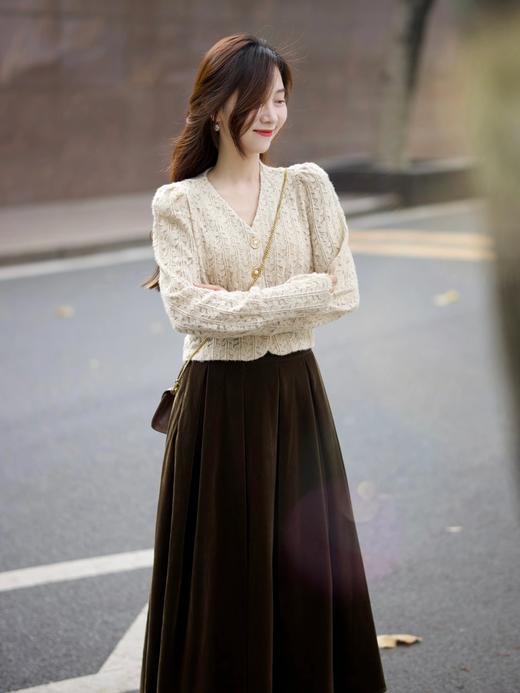 【白图lulu定制】【流心丝绒半裙】光泽感 金丝绒 百褶裙 商品图9