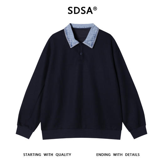 9001SDSA男士秋冬新款痞帅男装韩版拼接半纽翻领卫衣百搭时尚套头上衣 商品图1