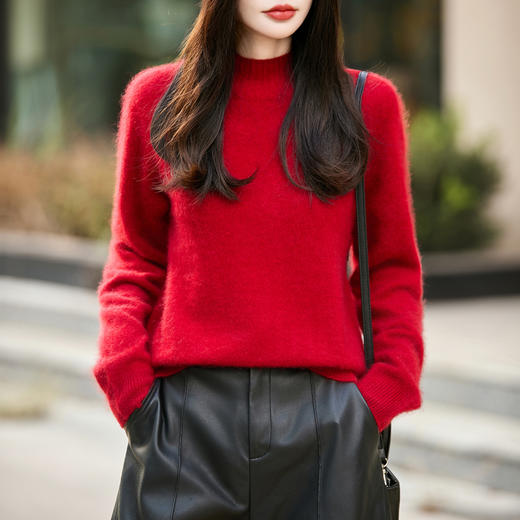 馥迦慵懒软糯拉绒拉毛无缝半高领羊毛衫 商品图5
