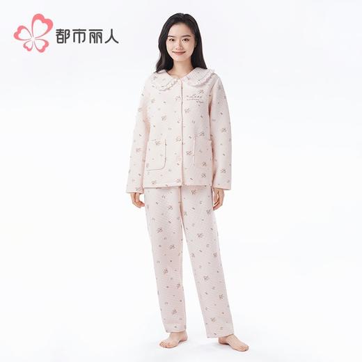都市丽人女士睡衣女装夹层睡衣女士家居服长袖长裤夹层套装LHH0B1 商品图1
