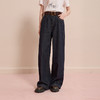 【100棉】三彩2025冬季新款宽松牛仔裤休闲阔腿裤一体绒磨毛长裤M 商品缩略图1