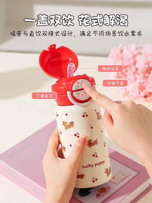 4楼Eubelle欧蓓 川岛屋原创樱桃小狗保温杯500ml 儿童 316不锈钢 吸管杯 活动价：39.9元 商品图1