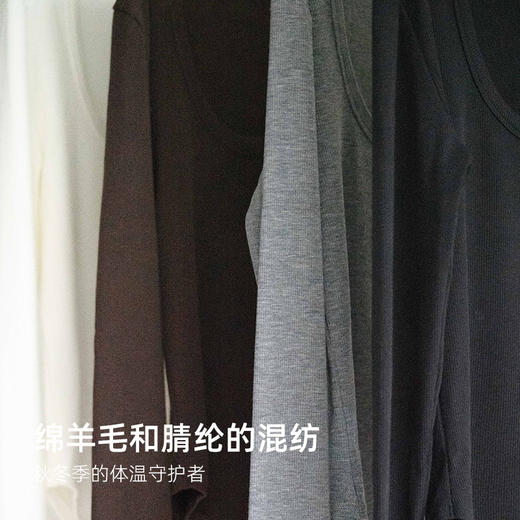靴下物【纸片人】绵羊毛面料打底衫女长袖秋冬轻薄保暖显瘦上衣 商品图3