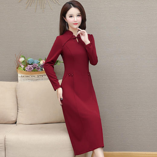 QYM 1315C520-Y新中式国风复古旗袍连衣裙 商品图1