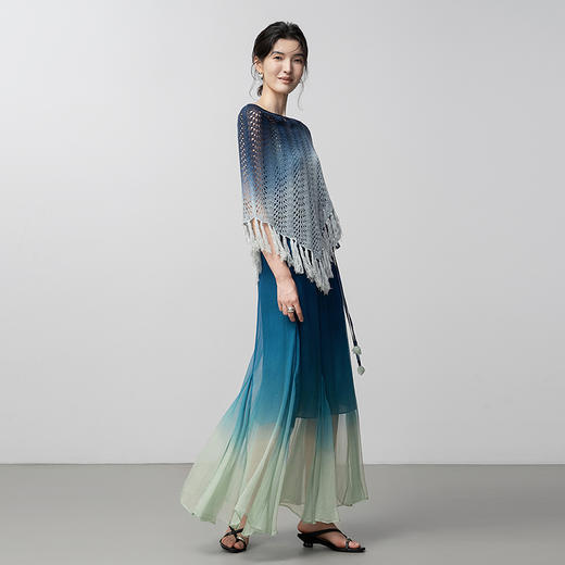 【林栖设计小店】真丝半身裙青绿渐变优雅显瘦2025秋冬新款桑蚕丝裙子女T1954195 商品图2