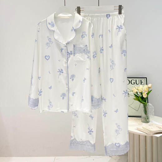 「洛诗琳维密代工厂定制 大牌 提花睡衣」2025秋季法式定制提花氛围感家居服套装薄款长袖长裤睡衣两件套(7天左右发货)99406 商品图4