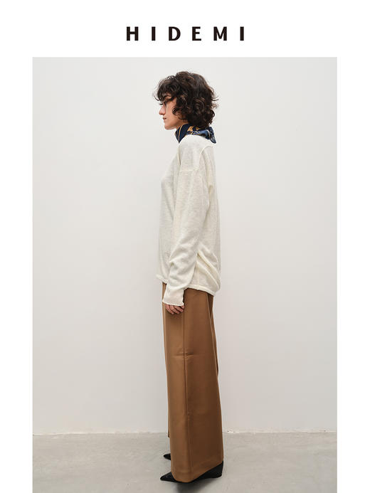 HIDEMI 简约挺括感阔腿长裤 黑色/卡其色 商品图2