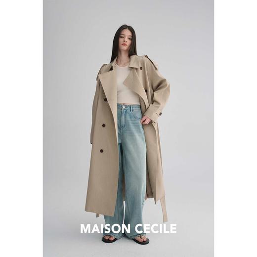 MAISON CECILE 两色|天丝羊毛抗皱垂感松弛廓形双排扣翻领长风衣 商品图4