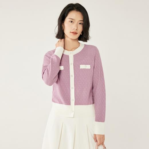 「自」全新升级【铂金会员330/天猫449/差价119】(73641)洛诗琳法式小香风拼接羊毛开衫2025秋季高级感针织外套女 商品图1