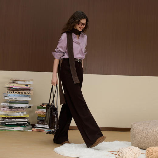 三彩独醒2025冬季新款复古收腰牛仔裤休闲阔腿裤一体绒磨毛长裤F 商品图3