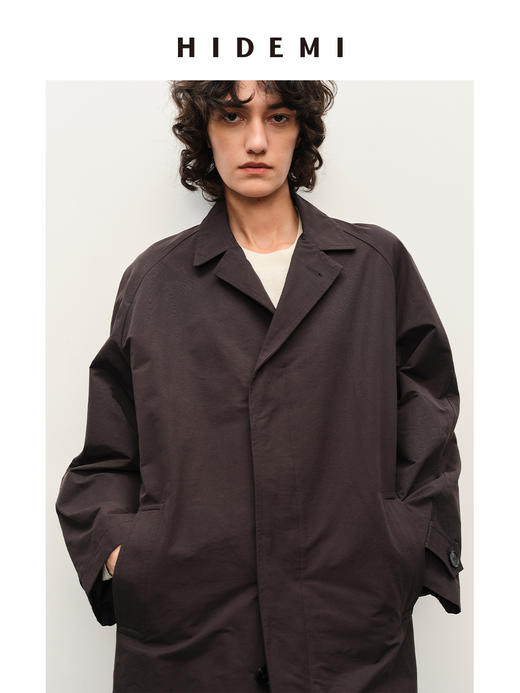 HIDEMI极简西装翻领形经典款风衣 黑色/米白色 商品图3