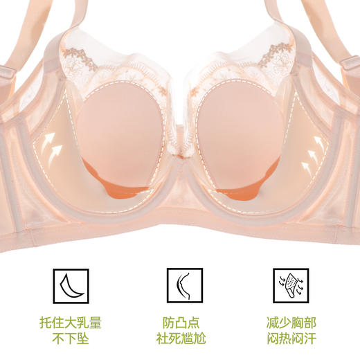 【商场同款】熳洁儿 大胸显小云感棉兔耳朵杯性感蕾丝记忆钢圈薄款秘境花园系列CD杯23701302 商品图2