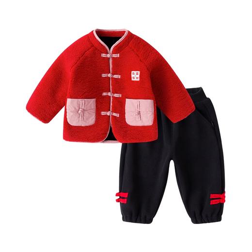 【清仓】嘟嘟家儿童男童女宝冬季三层夹棉拜年服套装BSG122DCF418 商品图4
