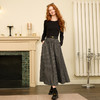 三彩2025冬季新款镂空圆领拼接格纹连衣裙收腰假两件A字裙长裙M 商品缩略图2