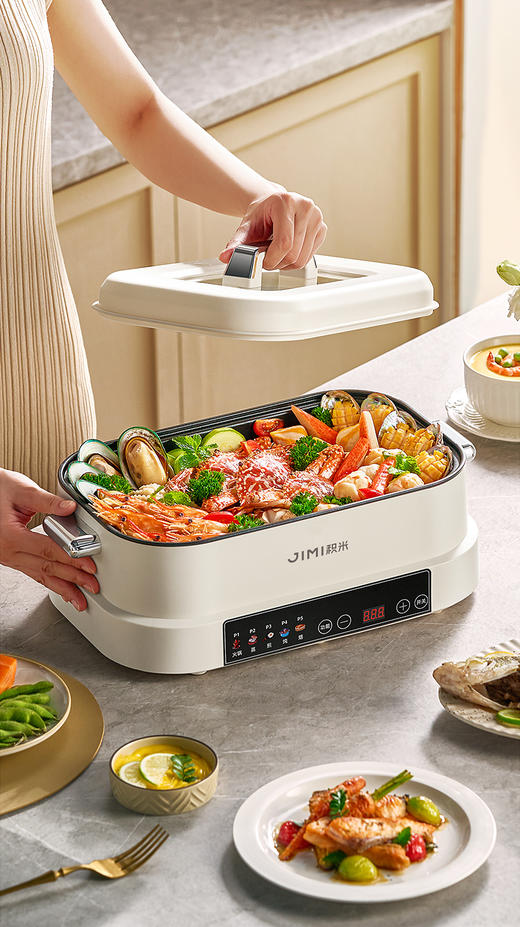 💥【积米6升大容量多功能火锅家用蒸煮炒一体锅OKC-969🌞】 一次蒸煮满足多人畅享🌸 日常三餐🔺 / 派对聚餐都能轻松应付 💥双层12L大家庭容量（6L煮锅 + 6L大蒸笼） 商品图2