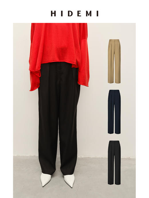 HIDEMI 精纺羊毛显瘦西裤 黑色/卡其色/藏蓝色 商品图0