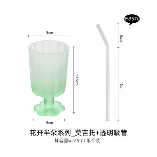 【景德镇精选花开玻璃杯】中古拼色高脚玻璃杯ins风高颜值花朵香槟红酒冰淇淋冷饮喝水杯子 商品图8