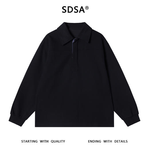 31013SDSA男士秋冬新款痞帅男装潮牌纯色按扣翻领卫衣压线设计简约时尚 商品图1