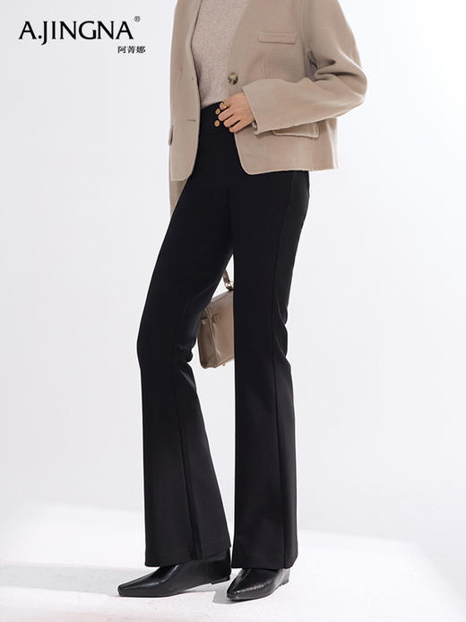 【弹力舒适】阿菁娜百搭修身微喇小黑裤F30D210002 商品图1