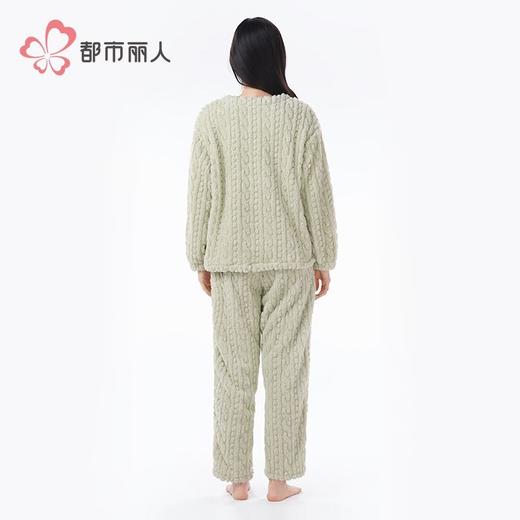 都市丽人睡衣长毛绒提花睡衣女士家居服长袖长裤法兰绒套装LHH0B8 商品图3