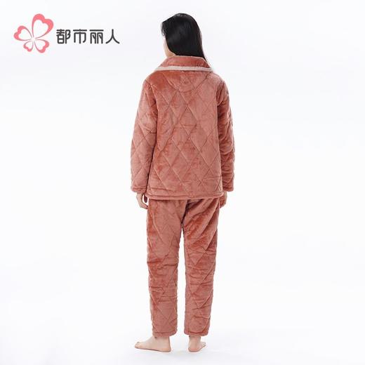 都市丽人睡衣法兰绒夹棉女士家居服长袖长裤加厚夹棉套装LHH0C1 商品图3