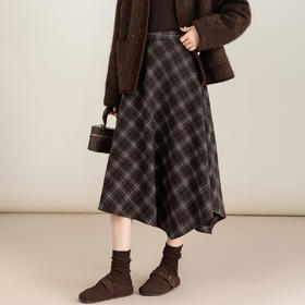 「高货xg」全新升级【铂金会员192/天猫259/差价67】(70631)洛诗琳复古格纹不规则半身裙2025秋冬新款高腰显瘦A字裙
