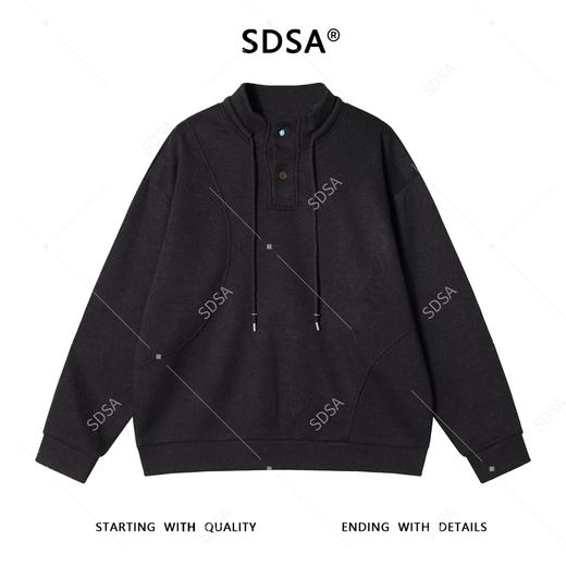 31068SDSA男士秋冬新款痞帅男装潮牌纽扣立领抽绳设计卫衣百搭舒适上衣 商品图1