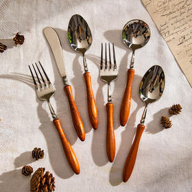 摩登主妇304不锈钢西餐餐具刀叉牛排刀叉套装高级感刀叉勺三件套