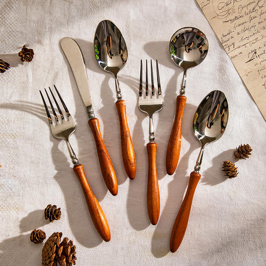 摩登主妇304不锈钢西餐餐具刀叉牛排刀叉套装高级感刀叉勺三件套 商品图0