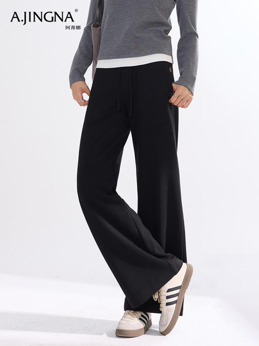 【柔软垂挺】阿菁娜秋冬LU系绵羊毛高腰阔腿裤F30D210003 商品图4