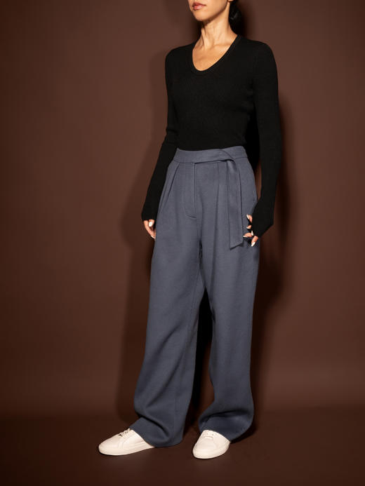 Puree｜#1221 Belted pants 羊绒羊毛双面绒腰带打褶长裤 [  浅蓝 / 浅驼 / 浅灰 ] 商品图1