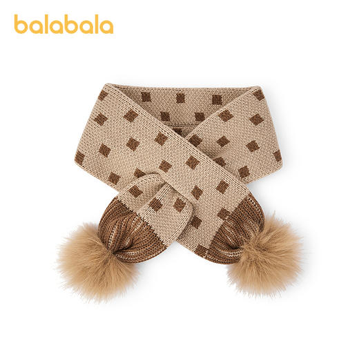 【商场同款】巴拉巴拉儿童围巾男童女童交叉针织围巾毛球时尚可爱 商品图4