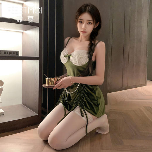 【情趣内衣】霏慕 复古油画深v裸背连衣裙ZY127 商品图7