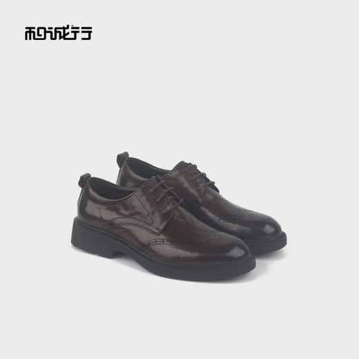 和诚行2025秋季新款百搭男式商务休闲皮鞋系带舒适真皮皮鞋1370137 商品图0