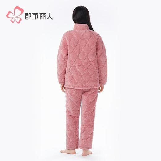 都市丽人睡衣长毛绒夹棉女士家居服长袖长裤加厚夹棉套装LHH0C3 商品图3