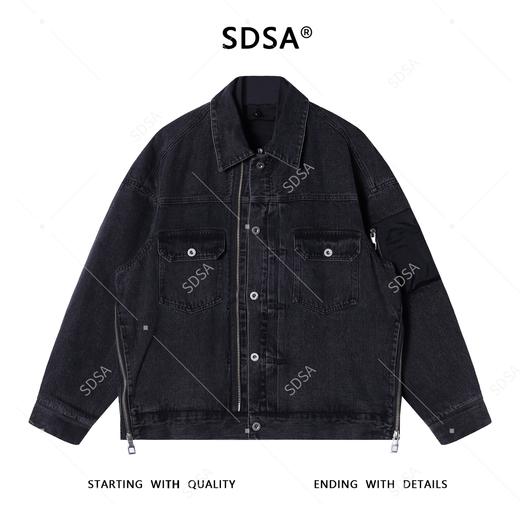 H302SDSA秋冬新款痞帅男装韩版侧边拉链设计假两件翻领牛仔夹克外套 商品图1