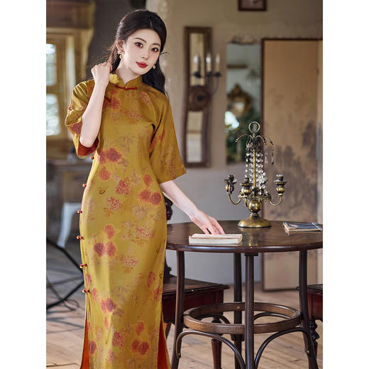 LSB4049 新中式旗袍古法倒大袖国风秋款连衣裙老钱风高级气质复古 商品图1