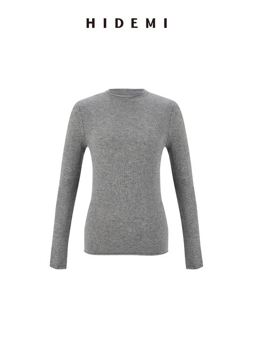 HIDEMI 进口甄选山羊绒极简圆领长袖针织毛衣 商品图4