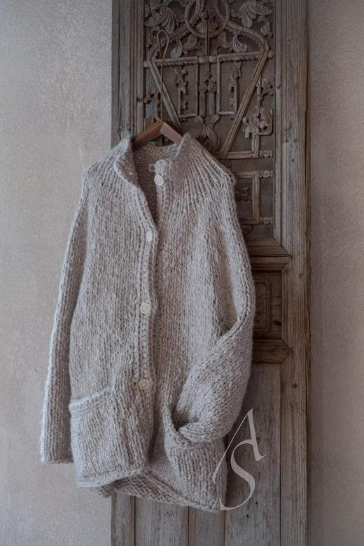 Casey Casey 25AW 藕白色厚羊毛手织开衫 商品图0