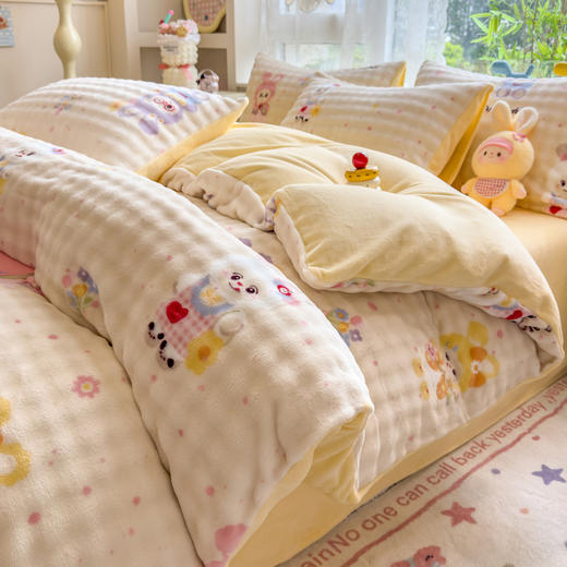 【YW】无忧购ins卡通亲肤舒适保暖牛奶绒柔软四件套（截单后3-5天发货) 商品图4