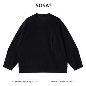 SDSA男士秋冬新款痞帅男装韩版纯色褶皱圆领针织卫衣宽松简约上衣