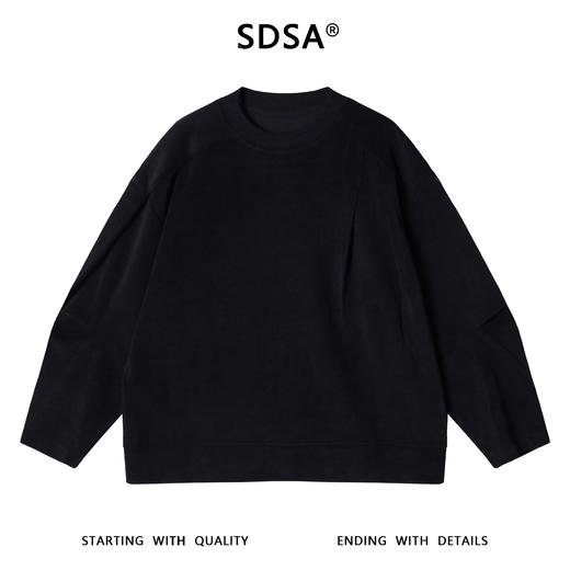 SDSA男士秋冬新款痞帅男装韩版纯色褶皱圆领针织卫衣宽松简约上衣 商品图0