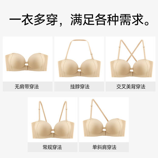 MINI变大杯，美出新高度【肩带N种穿法，陪你玩遍四季】前扣内衣女无钢圈小胸聚拢胸罩软支撑可拆卸防滑美背文胸隐形bra。ha 商品图3