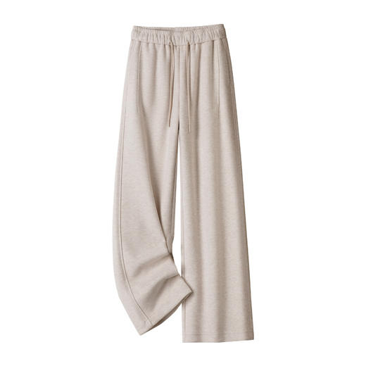 HSS 3075羊毛呢阔腿裤系带松紧腰宽松加厚垂感直筒裤 商品图4