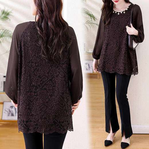 KQL A56N8126洋气拼接蕾丝衫宽松上衣 商品图1