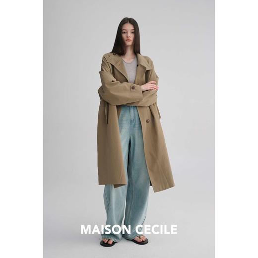 MAISON CECILE 美国匹马棉亚麻肌理感廓形随性单排扣立领风衣 商品图1