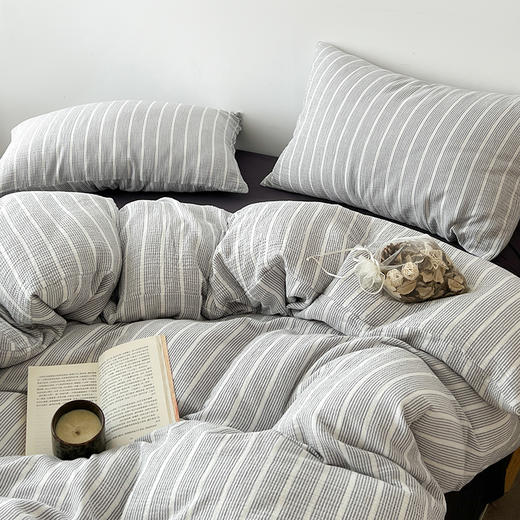 A类水洗棉条纹格子四件套，A类水洗棉材质，超柔软亲肤，9种花色可选 商品图6